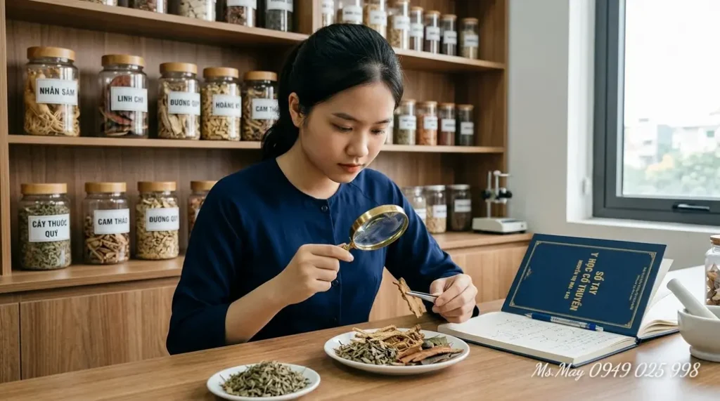 Sinh viên Đông dược kiểm tra chất lượng dược liệu trong phòng thực hành