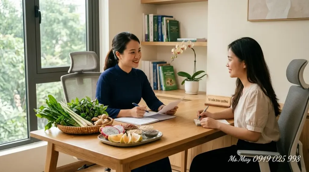 Chuyên gia dinh dưỡng tư vấn sức khỏe bằng thảo dược Đông y cho khách hàng