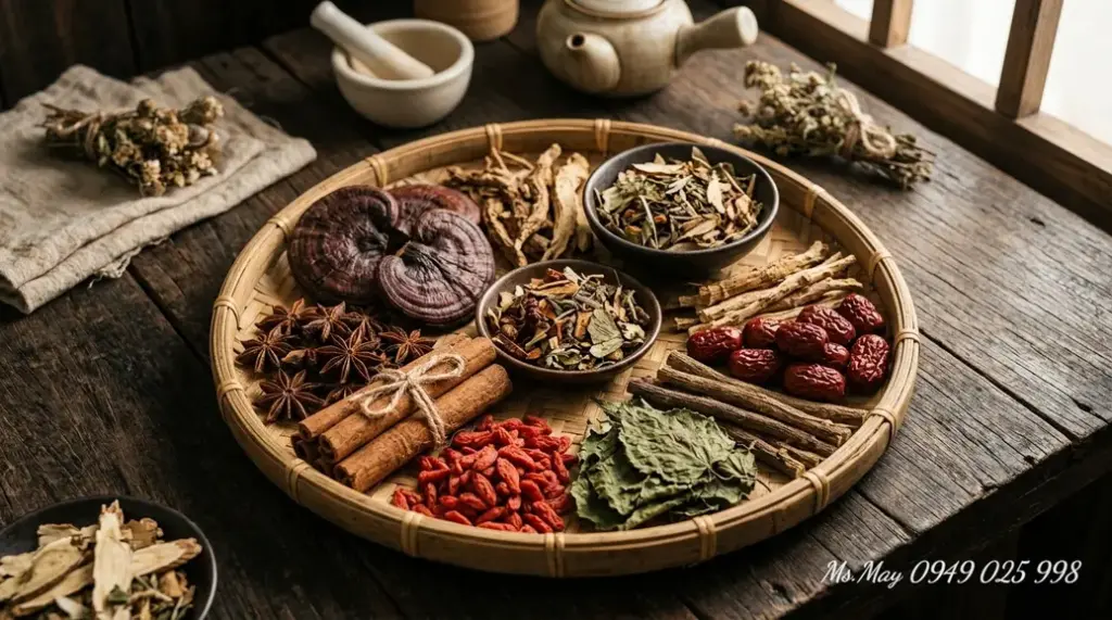 Thầy thuốc YHCT đang bắt mạch cho bệnh nhân, minh họa cho nguyên tắc biện chứng luận trị.