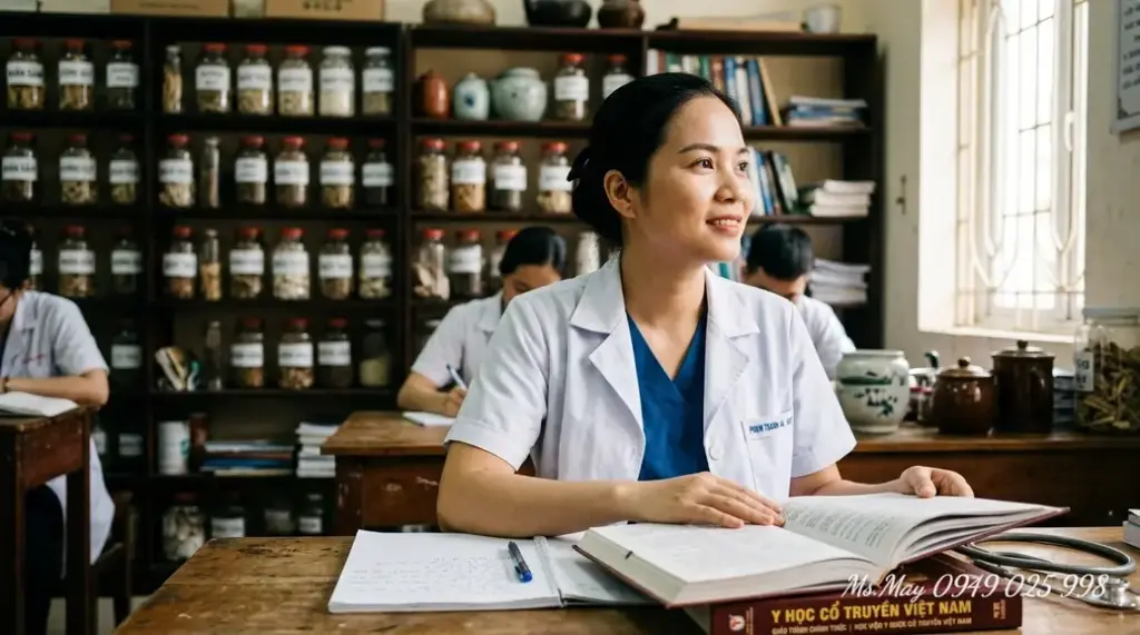 Một sinh viên đang suy ngẫm về việc ai là người phù hợp để theo học YHCT.
