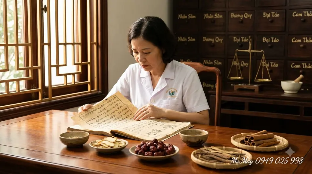 Thầy thuốc y học cổ truyền bắt mạch chẩn đoán thể trạng người bệnh