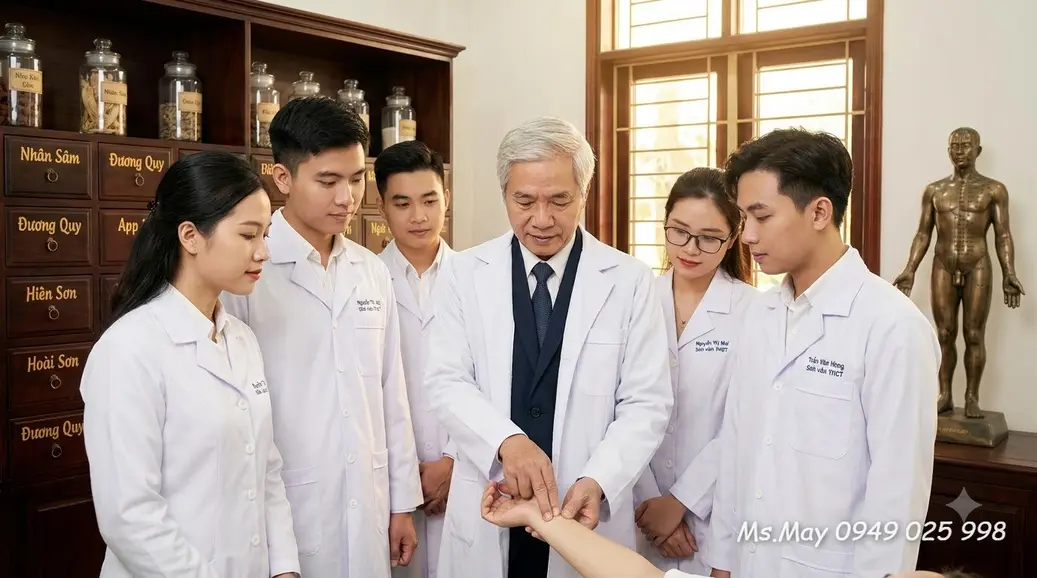 Giảng viên hướng dẫn sinh viên YHCT thực hành tại bệnh viện