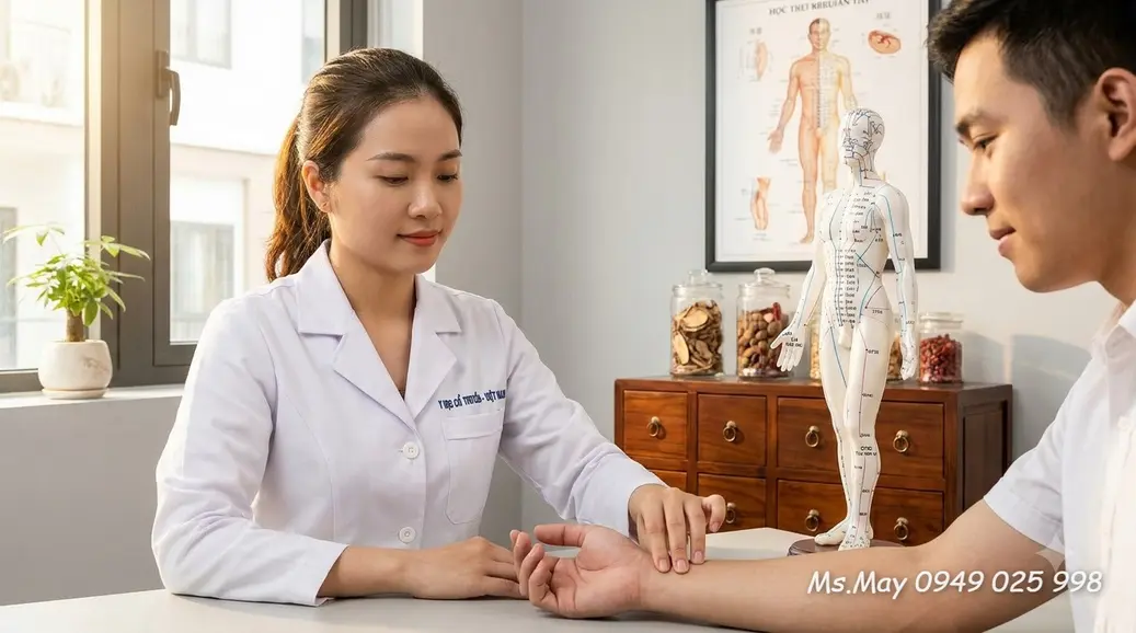 Sinh viên thực hành ngành Y học cổ truyền