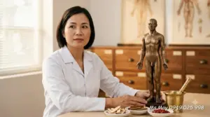 Học viên thực hành bắt mạch trong giờ học Y học cổ truyền