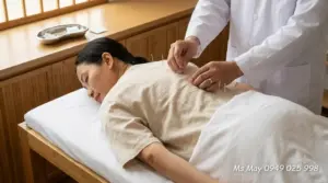 Lớp học thực hành châm cứu tại cơ sở đào tạo Y học cổ truyền